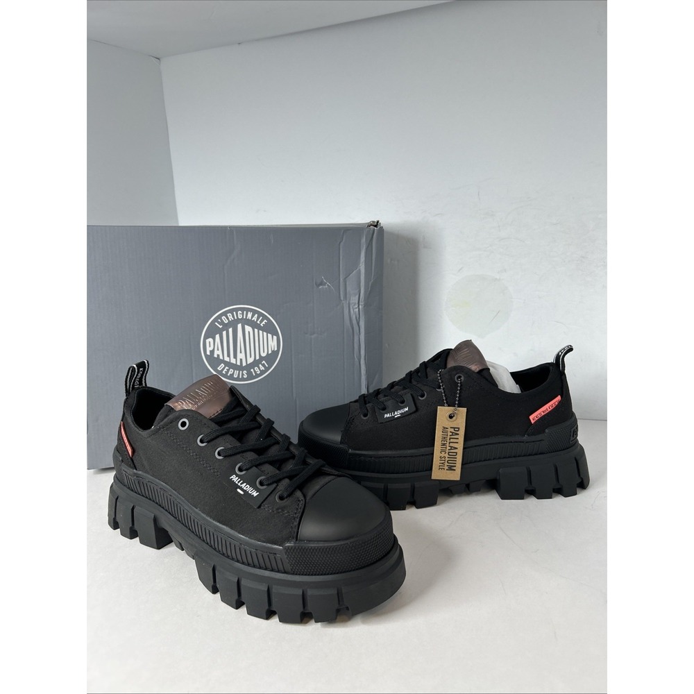 Palladium Revolt‎ Lo Tx Round Toe Platform Shoes Lace Womens Size 9 Black New